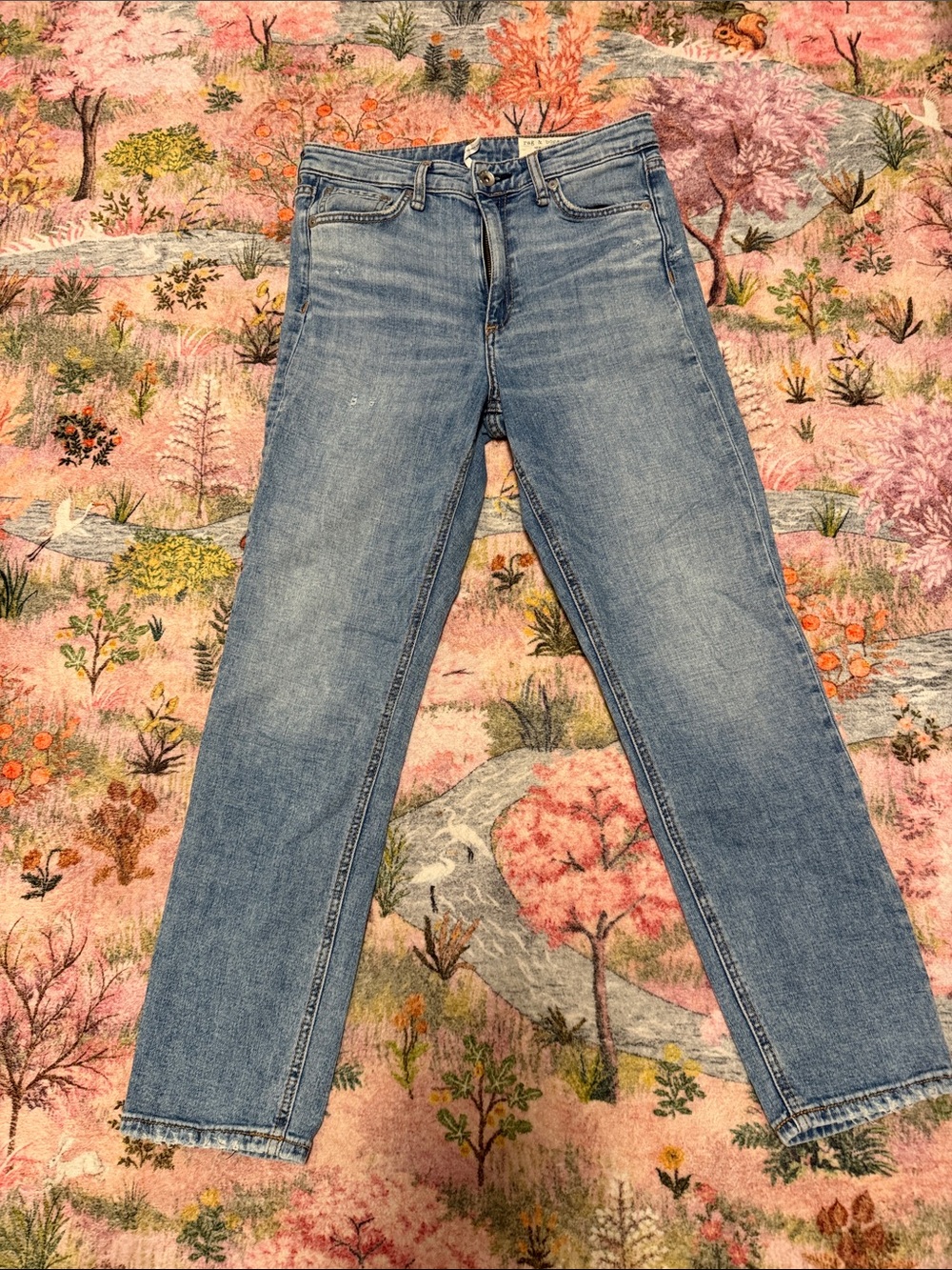 rag & bone Nina High Rise Ankle Cigarette Light Blue Straight Leg Jeans 25